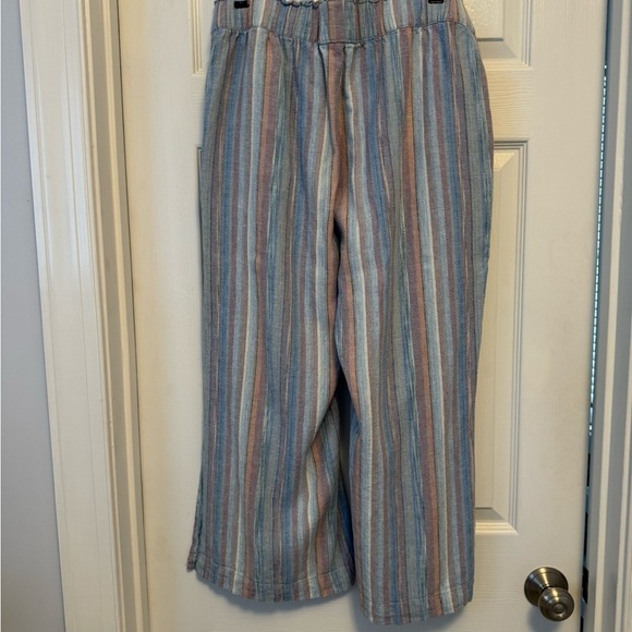 Indigo Rein striped flowing ankle length wide leg pants w/slit Size L - Picture 8 of 10